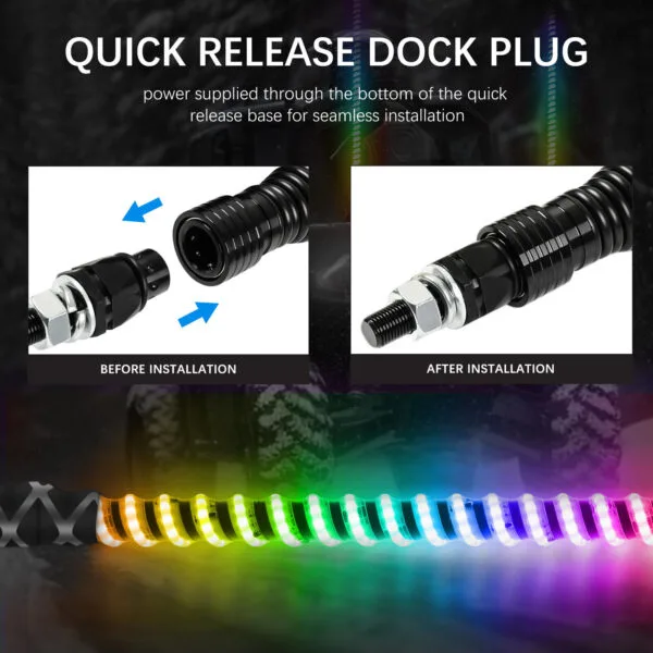 5COB WHIP LIGHT HZ-5030C (1ft Lenght) COB Led type Spiral Led Whip Light