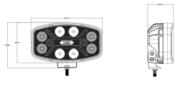 Drawing of HZ7011 9INCH OVAL LED DRIVING LIGHT WITH ECE APPROVAL HZ-7011