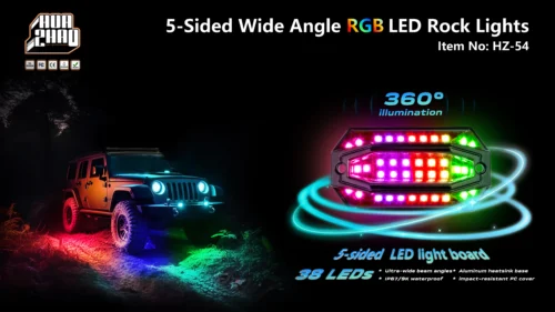 5-Sided Wide Angle RGB Led Rock Light Kit