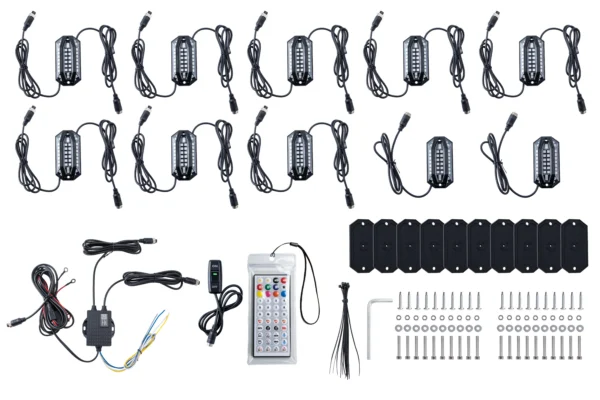 53081拖10配套 5-Sided Wide Angle RGB Led Rock Light Kit