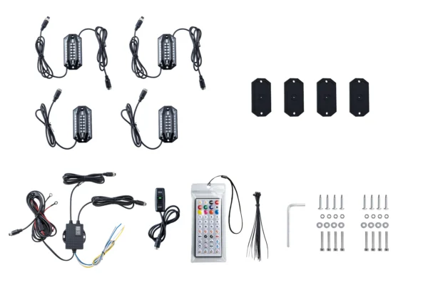 53081拖4配套 5-Sided Wide Angle RGB Led Rock Light Kit