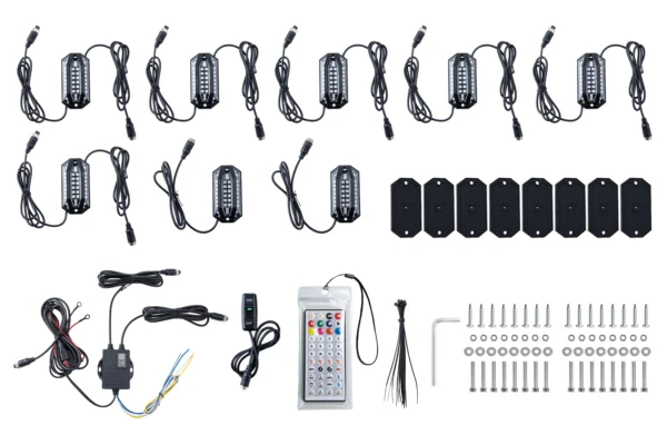53081拖8配套 5-Sided Wide Angle RGB Led Rock Light Kit