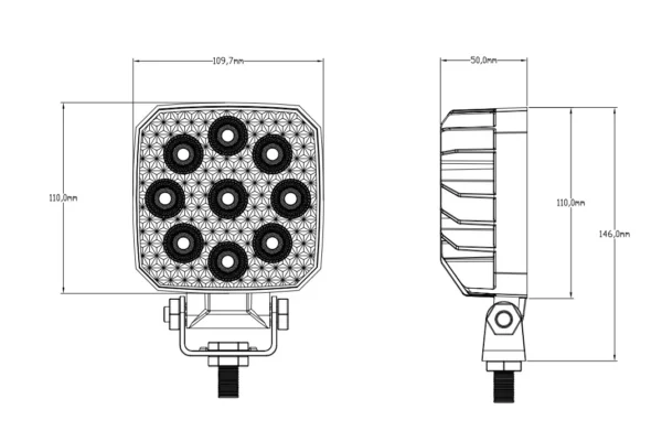 8227S 尺寸 4INCH 27 WATT SQUARE WORK LIGHT HZ-8227S